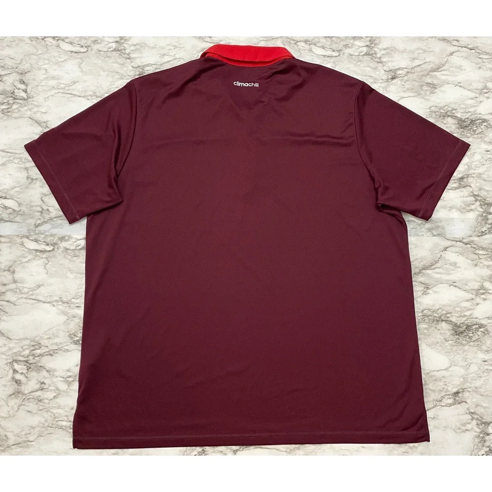 Adidas Climachill Golf Polo Mens Shirt Size XL Burgundy Red Short Sleeve Logo